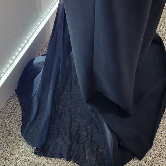 Tiffany Designs Dress Womens 8 Long Black Embellished One Shoulder Sleek Dress - Picture 8 of 10